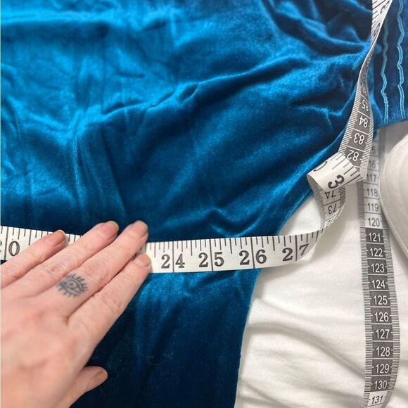 Vintage 70's Tom Bezduda For Barad & Co. Night Gown/Kaftan Large Blue Velour - Picture 11 of 12